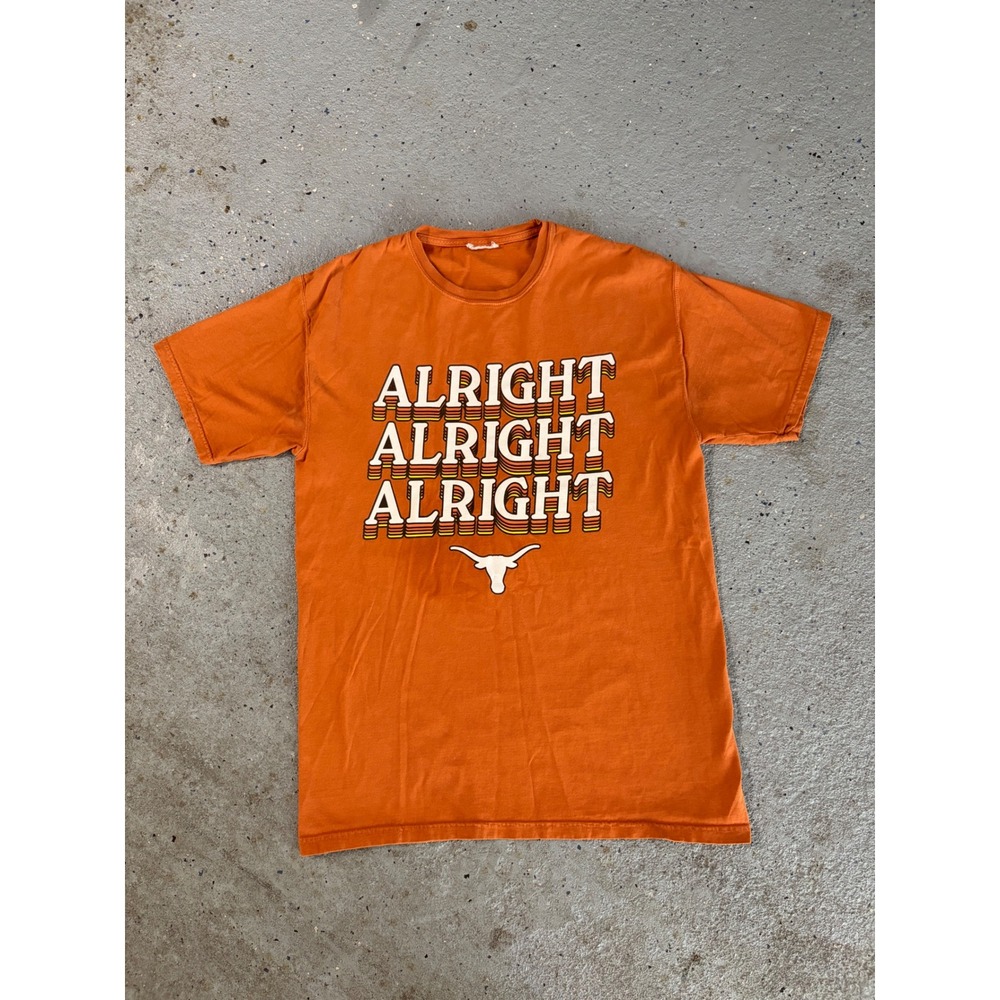 Vintage Texas Longhorns Alright Alright Alright‎ Graphic Tee Orange Retro Shirt